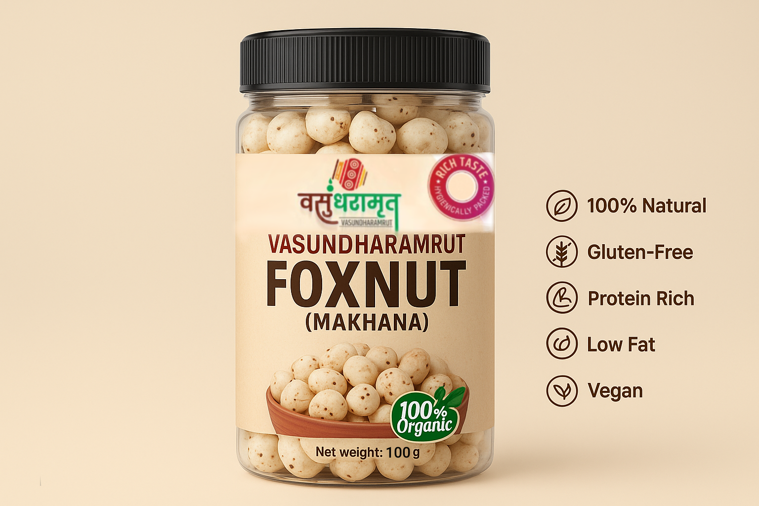 Art2artist Vasundharamrut Organic Foxnuts (Makhana) – Protein-Rich, Gluten-Free Superfood Snack