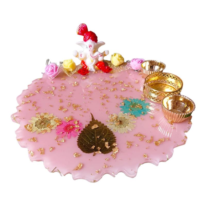 ART2ARTIST Resin Plate of Roli Chawal Platter for Rakhsha Bhandhan, Pooja Thali, Home Decorations,Diwali Gift | Orange| 8 Inch Brand: ART2ARTIST