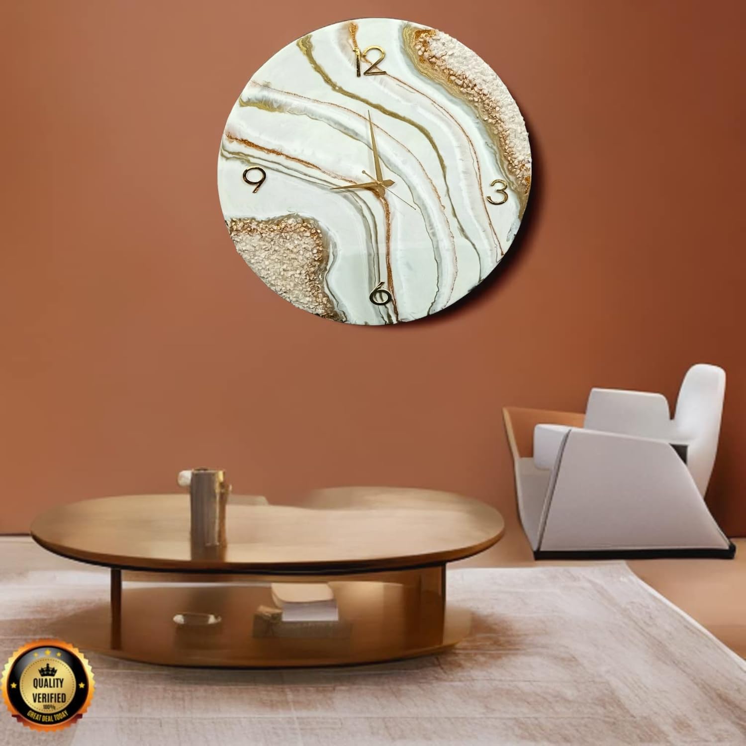 ART2ARTIST Hand Made Resin Wall Clock on MDF Base, Abstract Resin Clock, Living Room Clock,Wall Clock for Home Decor, Epoxy Art, Colorful Wall Art (20 Inches