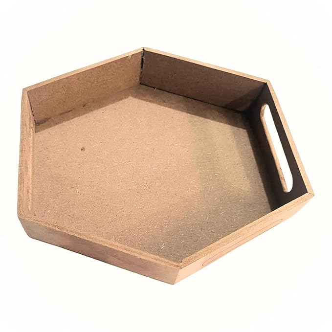 ART2ARTIST MDF Wooden Hexagon Serving Tray - Elegant and Functional Design for Serving Food and Drinks - Ideal for Home and Parties - Handcrafted from Wood (1)