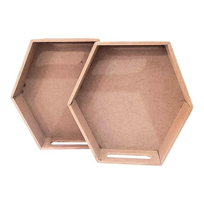 ART2ARTIST MDF Wooden Hexagon Serving Tray - Elegant and Functional Design for Serving Food and Drinks - Ideal for Home and Parties - Handcrafted from Wood (1)