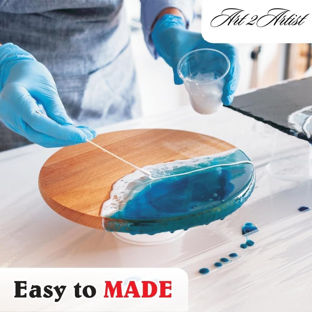 ART2ARTIST Crystal Clear UV-Resistant epoxy resin Art Kit, Long-Lasting, Smooth Finish, Non-Toxic, Easy to Use with Self-Leveling, Suitable for jewellery and keychain making, 1500gms