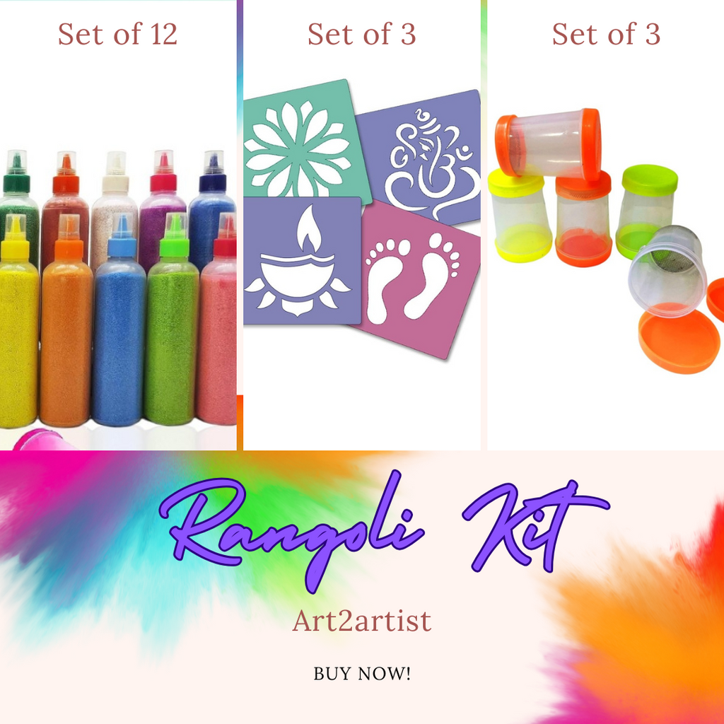 Rangoli Kit (Rangoli Powder, Stencils, and Fillers)