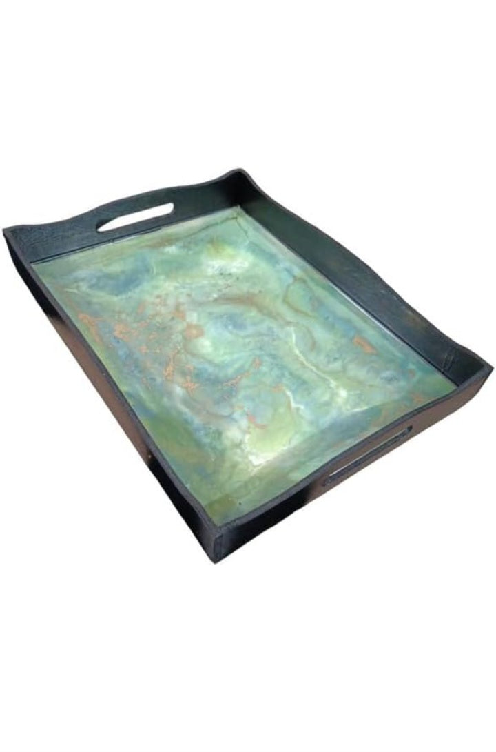 ART2ARTIST Resin Platter & Tray with Handle | Serving Platter/Tray for Home & Dining Table | Multipurpose Tray | Water & Heat Resistant Durable | Showpiece Platters/Tray