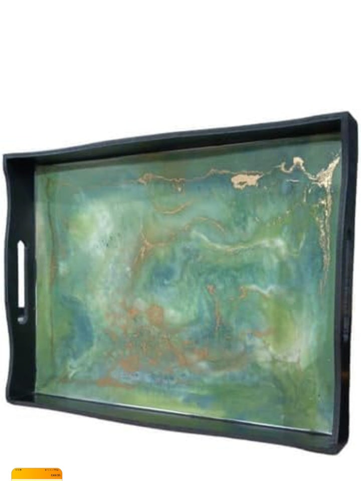 ART2ARTIST Resin Platter & Tray with Handle | Serving Platter/Tray for Home & Dining Table | Multipurpose Tray | Water & Heat Resistant Durable | Showpiece Platters/Tray