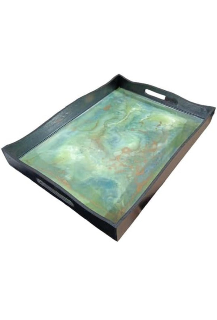 ART2ARTIST Resin Platter & Tray with Handle | Serving Platter/Tray for Home & Dining Table | Multipurpose Tray | Water & Heat Resistant Durable | Showpiece Platters/Tray