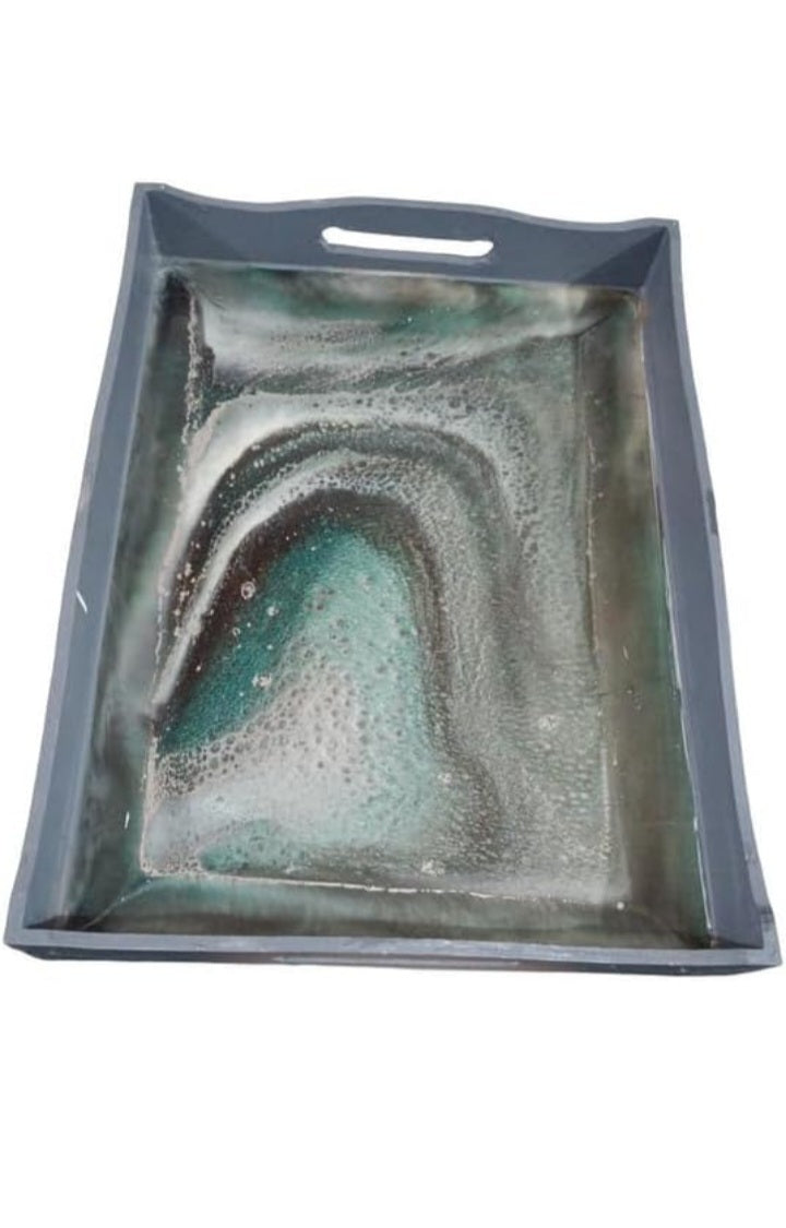 ART2ARTIST Resin Platter & Tray with Handle | Serving Platter/Tray for Home & Dining Table | Multipurpose Tray | Water & Heat Resistant Durable | Showpiece Platters/Tray