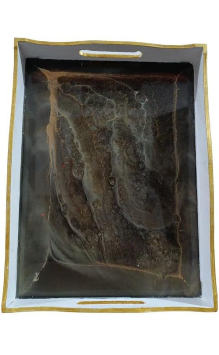 ART2ARTIST Resin Platter & Tray with Handle | Serving Platter/Tray for Home & Dining Table | Multipurpose Tray | Water & Heat Resistant Durable | Showpiece Platters/Tray