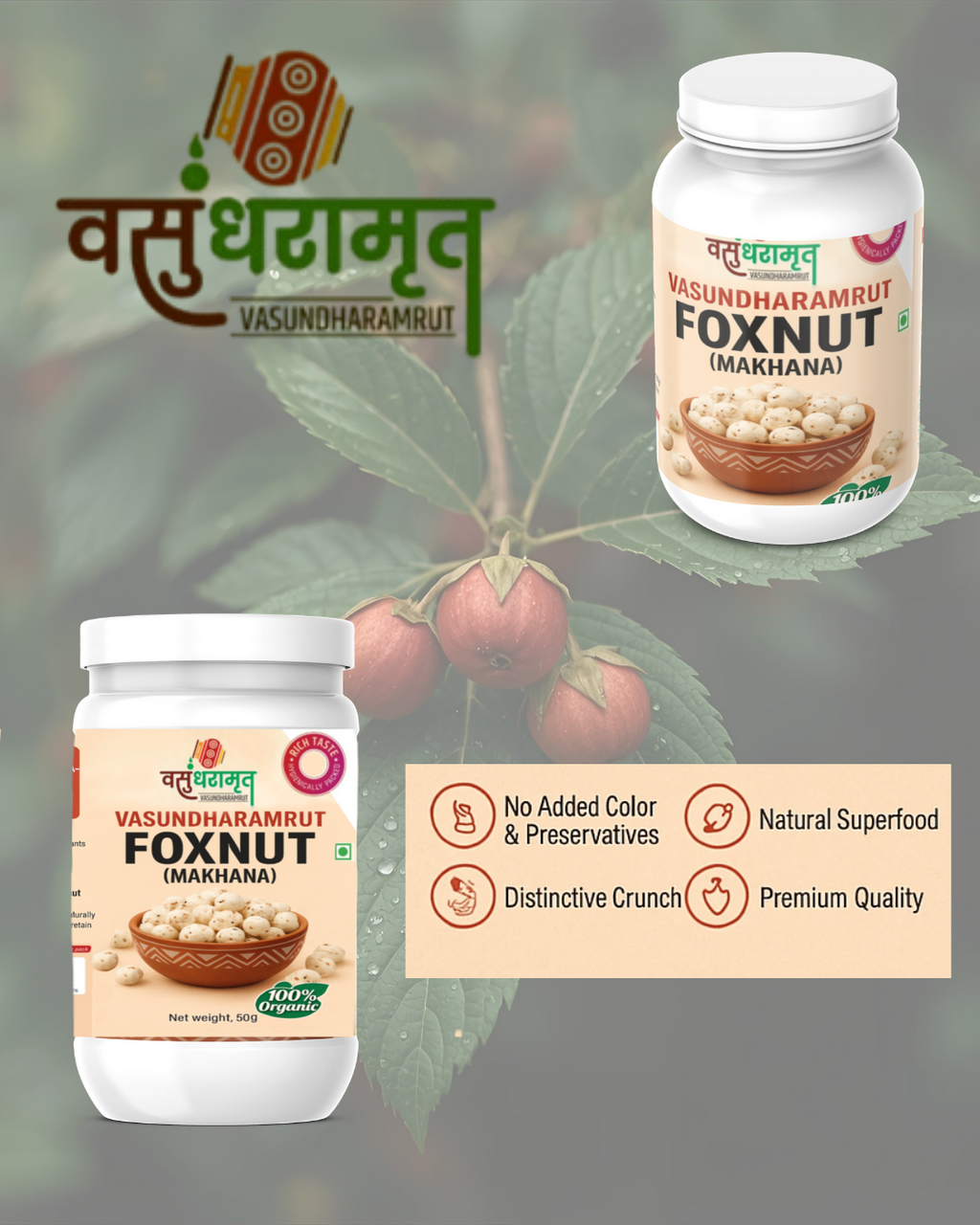 Art2artist Vasundharamrut Organic Foxnuts (Makhana) – Protein-Rich, Gluten-Free Superfood Snack