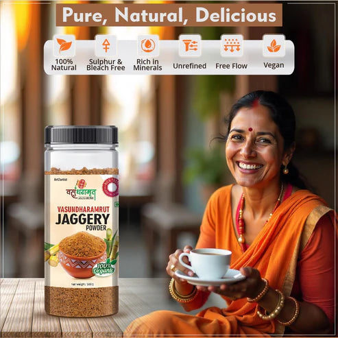 ART2ARTIST Desi Jaggery/Gur/Gud Powder - 500G |Fine Granular|Healthy Sugar Subsitute,Unbleached Jaggery